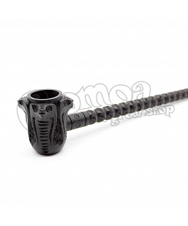 Carved ebony pipe with cobra pattern 26,7 cm